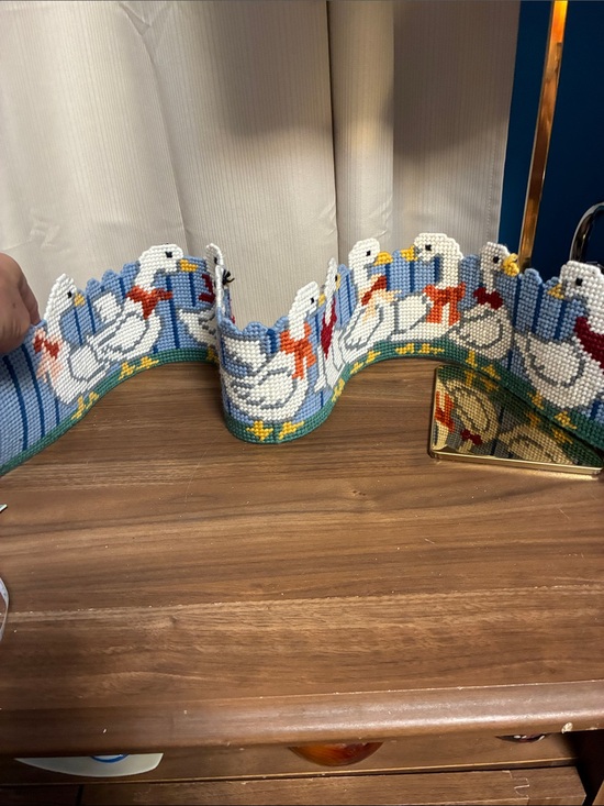 Handcrafted Other - Grandma Core plastic canvas ducks Border Trim in Blue and White 35” long 5” tall